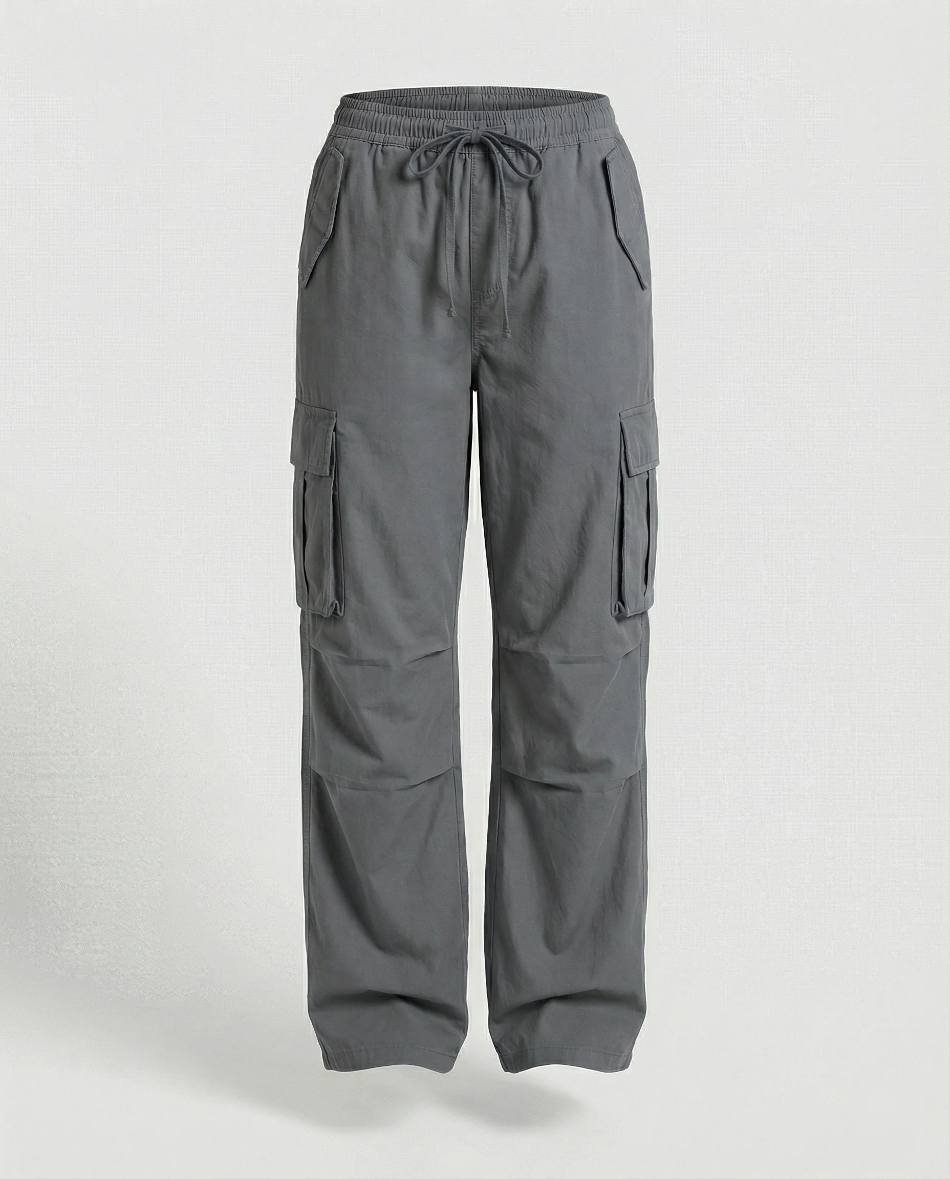 Damen weite Cargo-Hose im Retro-Utility-Stil mit hochgeschnittenem Bund Tunnelzug Mehrfachklappentaschen und verstellbaren Seitenschlaufen Heidi-Mode - Image 14