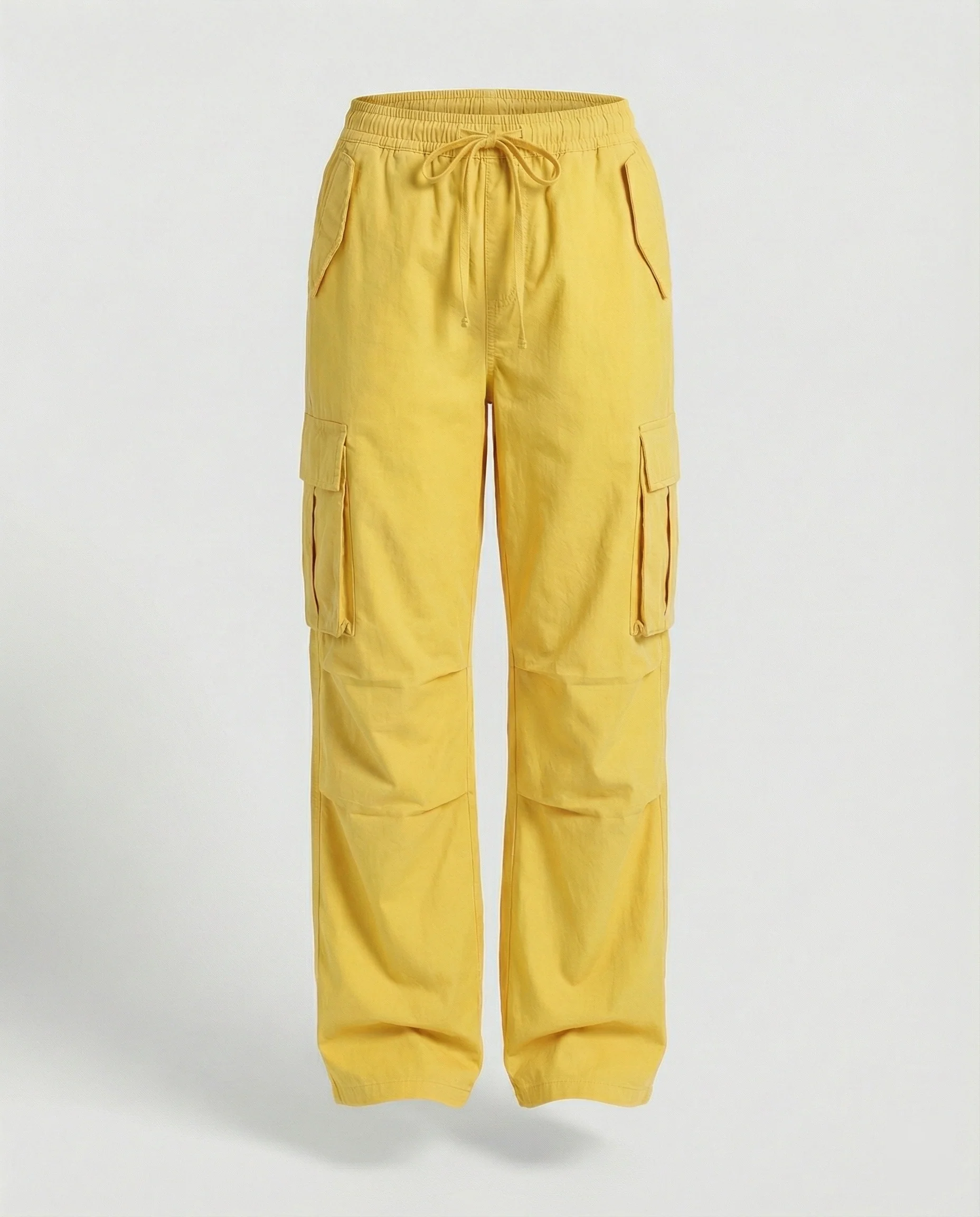 Damen weite Cargo-Hose im Retro-Utility-Stil mit hochgeschnittenem Bund Tunnelzug Mehrfachklappentaschen und verstellbaren Seitenschlaufen Heidi-Mode - Image 9