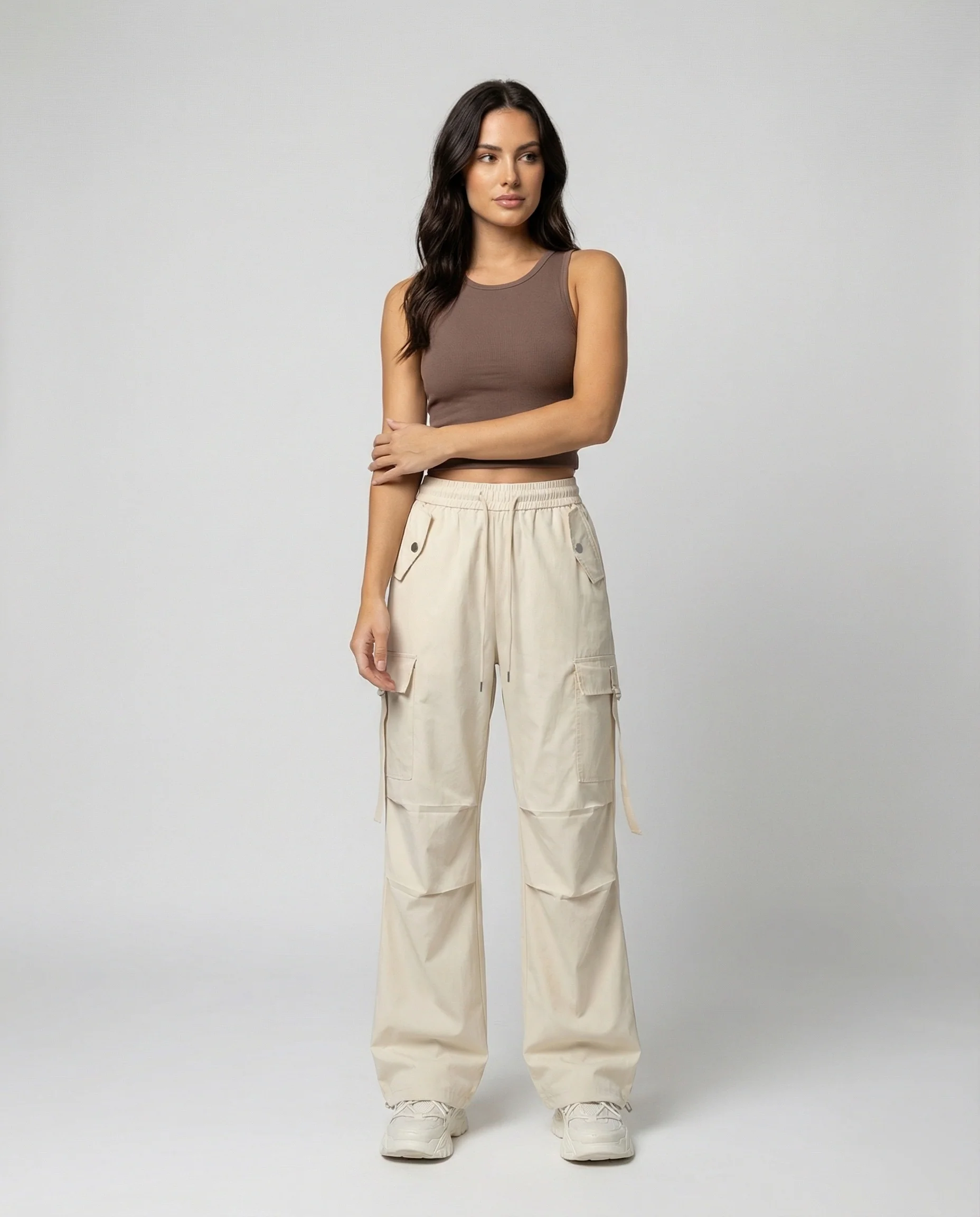 Damen weite Cargohose im Palazzoschnitt mit Tunnelzugbund elastischem Rückenteil und Multifachtaschen Heidi-Mode - Image 2