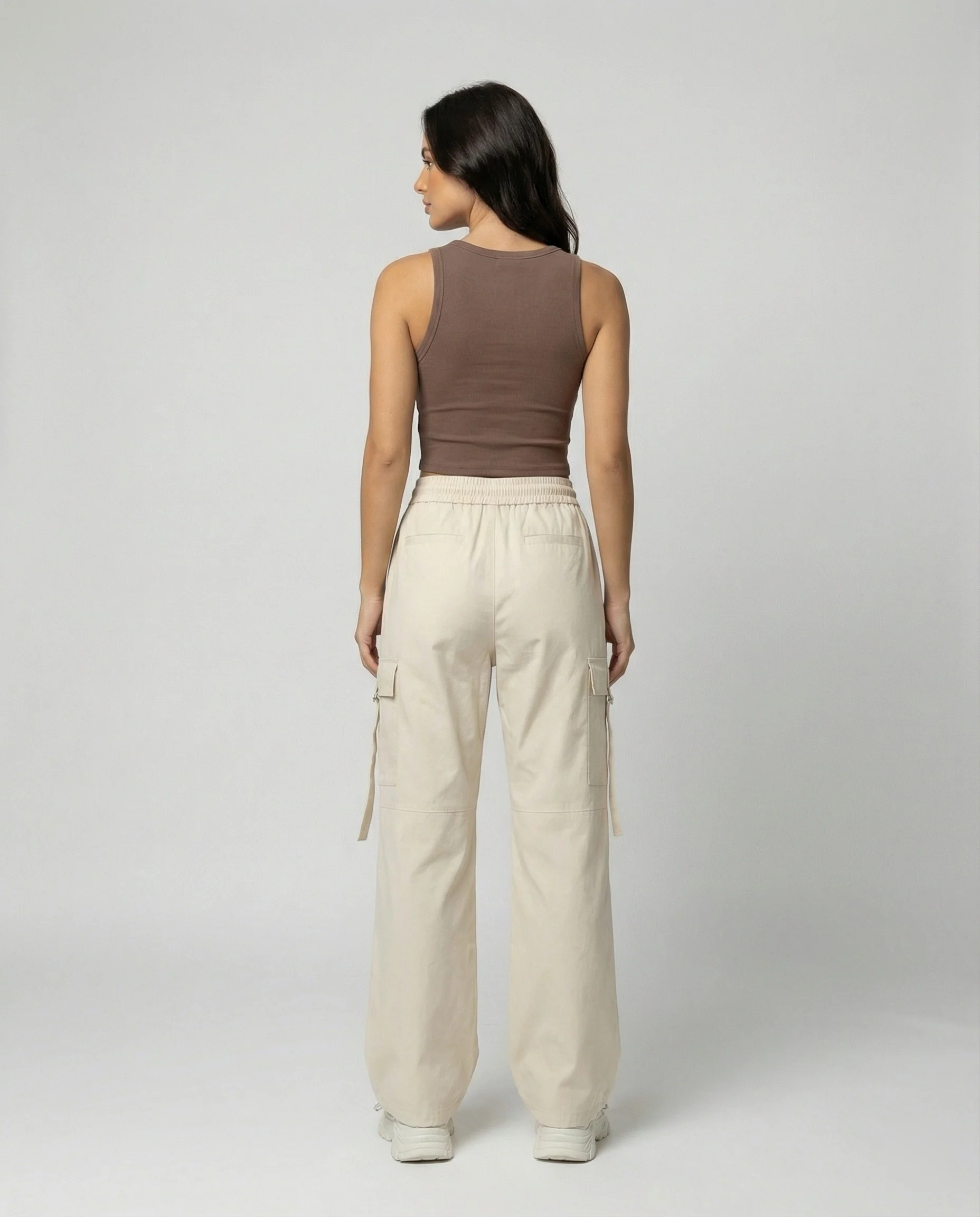 Damen weite Cargohose im Palazzoschnitt mit Tunnelzugbund elastischem Rückenteil und Multifachtaschen Heidi-Mode - Image 4