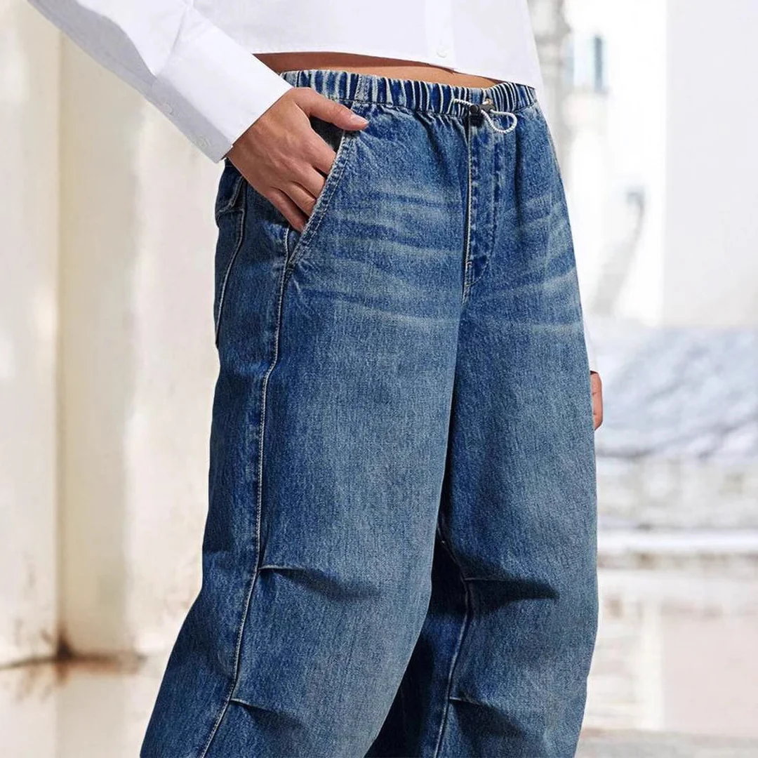 Damen Weite Denim-Hose mit elastischem Bund und lässigem Schnitt Heidi-Mode - Image 2