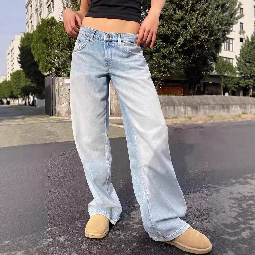 Damen Weite Denim-Jeans mit hohem Bund - Image 2