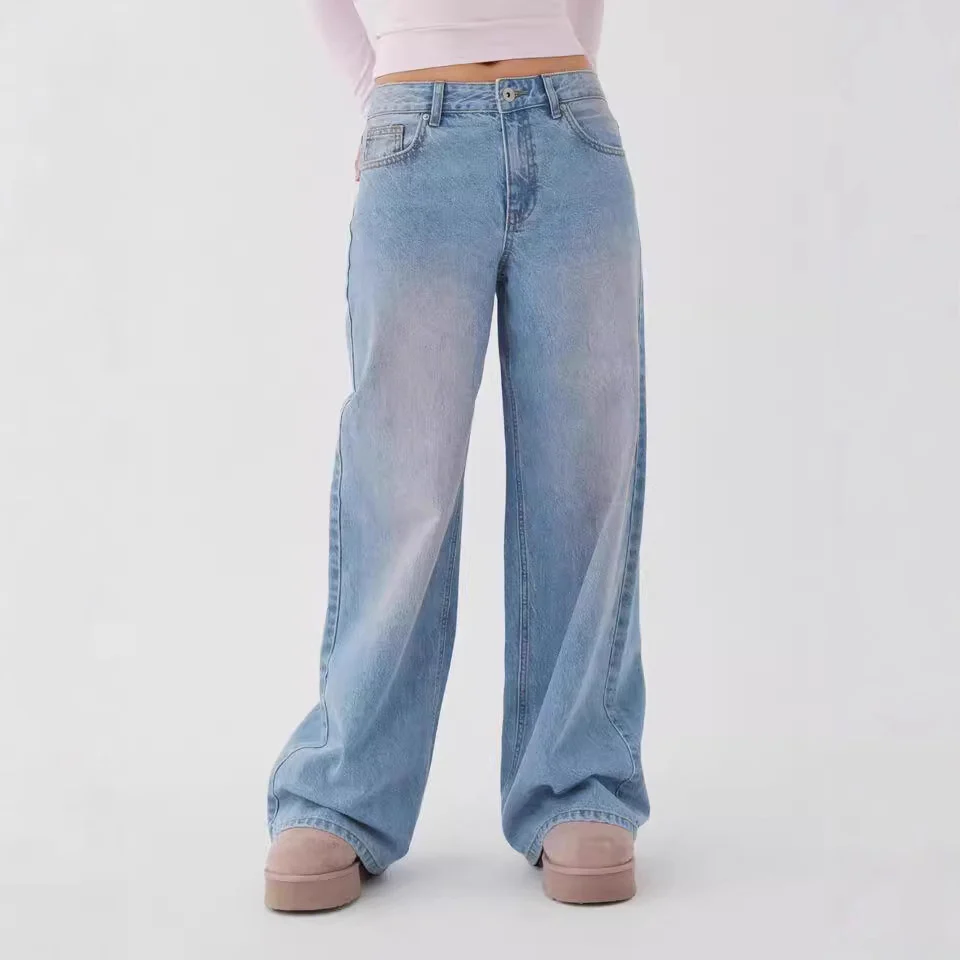 Damen Weite Denim-Jeans mit hohem Bund - Image 5