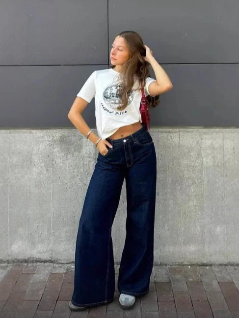 Damen Weite High-Waist Jeanshose im trendigen Schnitt Heidi-Mode - Image 3