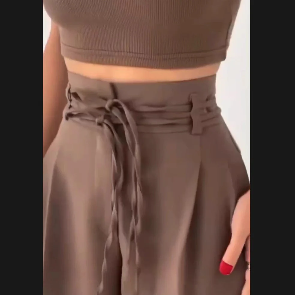 Damen Weite Hochbund-Hose mit raffinierter Drapierung Heidi-Mode - Image 3