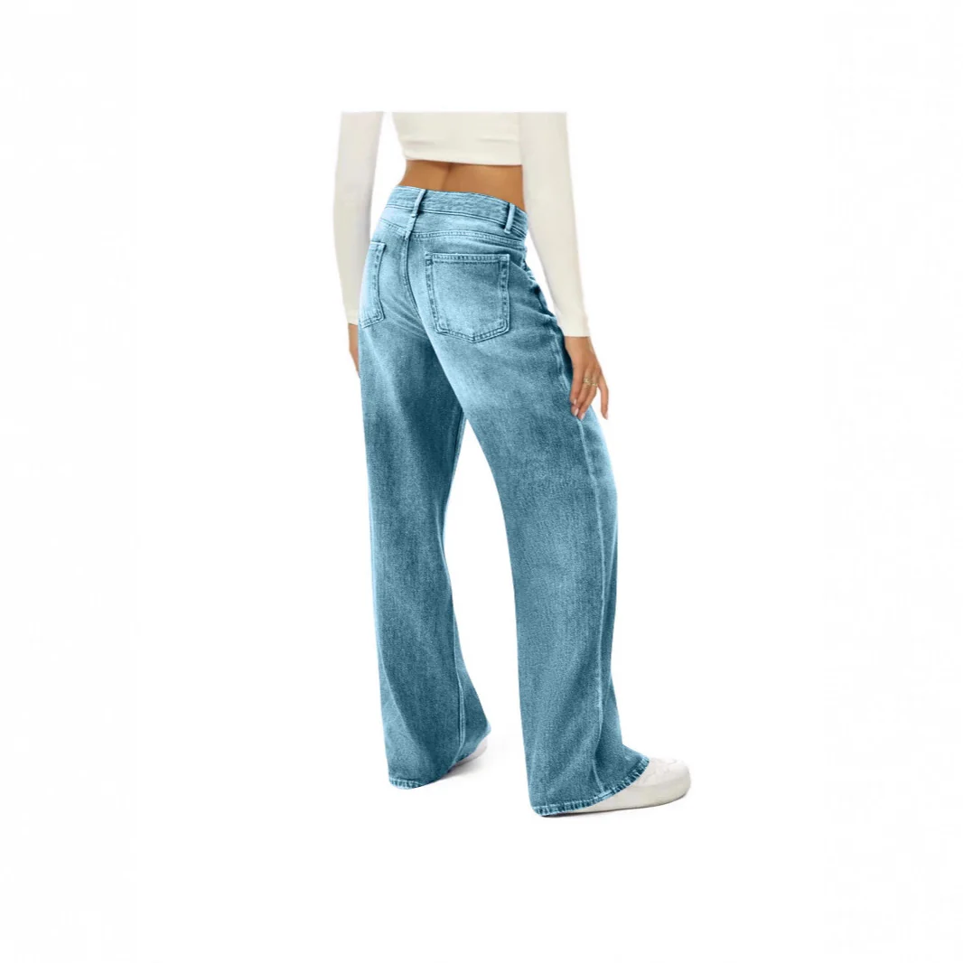 Damen Weite Hochtaillierte Jeans mit markanten Nähten - Image 2