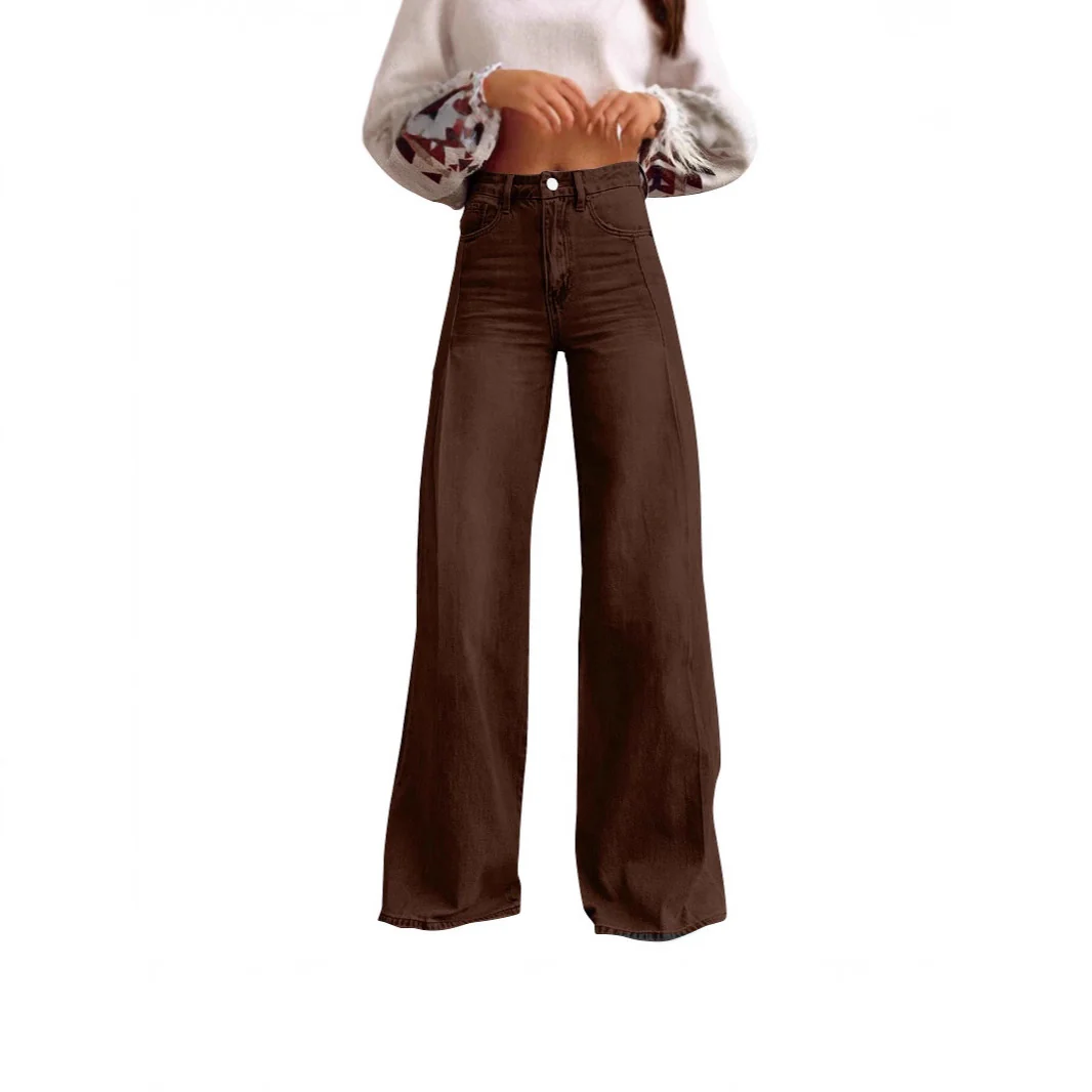 Damen Weite Hochtaillierte Jeans mit markanten Nähten - Image 5