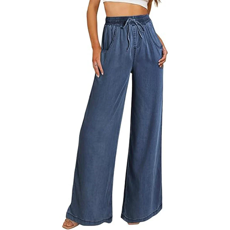 Damen Weite Jeanshose mit Elastischem Bund und Seitlichen Taschen Heidi-Mode - Image 5