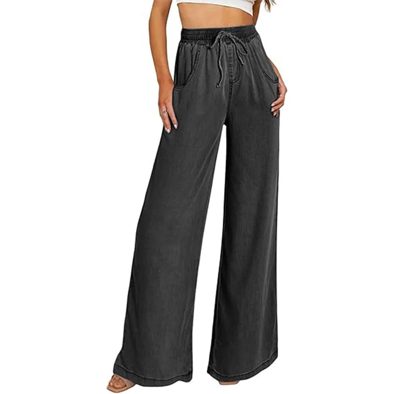 Damen Weite Jeanshose mit Elastischem Bund und Seitlichen Taschen Heidi-Mode - Image 8