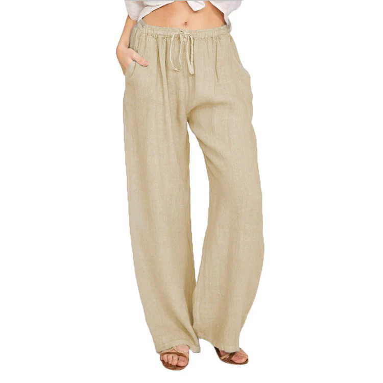 Damen Weite Leinenhose mit Elastischem Bund und Praktischen Taschen Heidi-Mode - Image 4