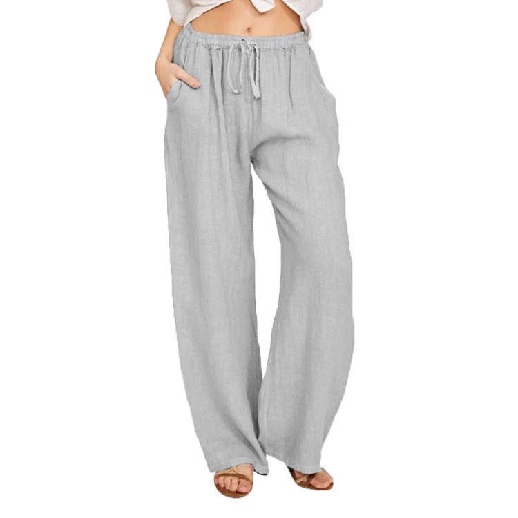 Damen Weite Leinenhose mit Elastischem Bund und Praktischen Taschen Heidi-Mode - Image 8