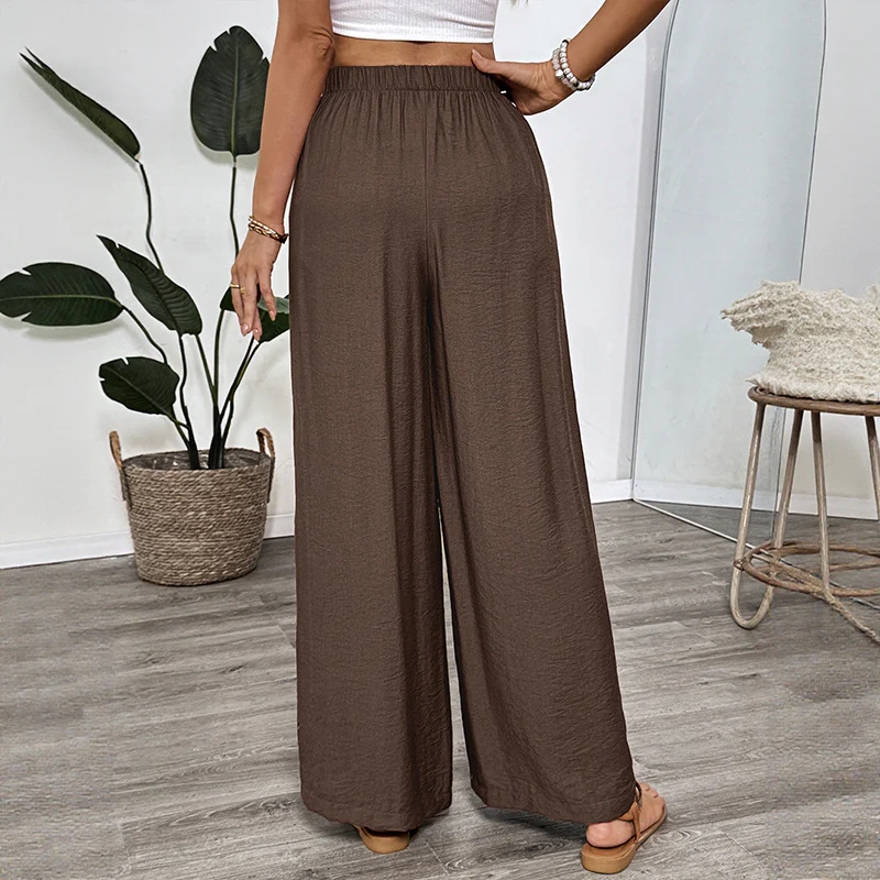 Damen weite Luftige Hose mit elastischem Bund und seitlichen Eingrifftaschen Heidi-Mode - Image 2