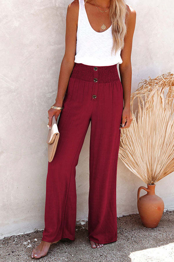 Damen Weite Sommerhose mit Elastischem Bund und Praktischen Knopfdetails Heidi-Mode - Image 7