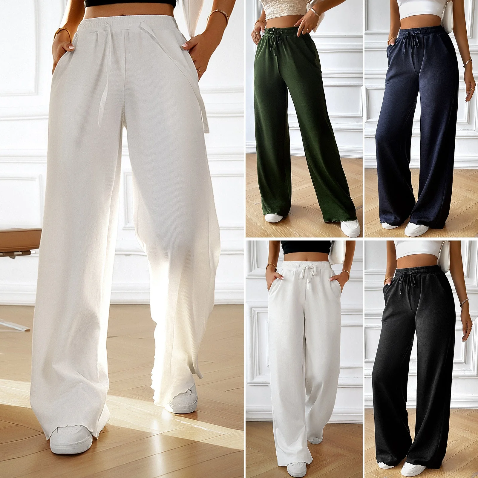 Damen Weite Sommerhose mit Elastischem Bund und Seitlichen Eingrifftaschen Heidi-Mode