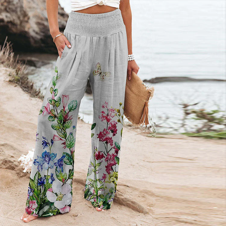 Damen Weite Sommerhose mit floralen Designs und elastischem Bund Heidi-Mode - Image 4