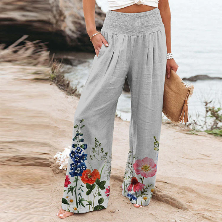 Damen Weite Sommerhose mit floralen Designs und elastischem Bund Heidi-Mode - Image 5