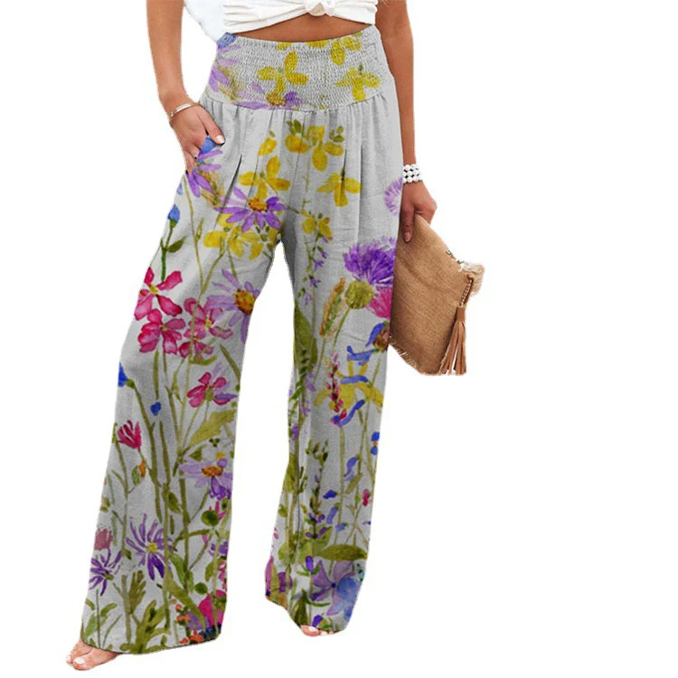 Damen Weite Sommerhose mit floralen Designs und elastischem Bund Heidi-Mode - Image 6