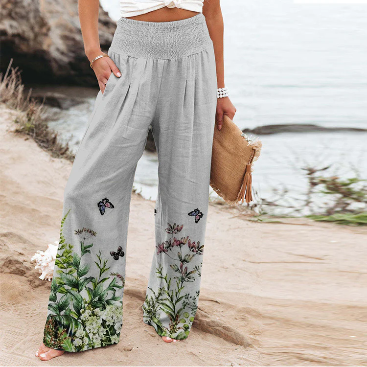 Damen Weite Sommerhose mit floralen Designs und elastischem Bund Heidi-Mode - Image 7