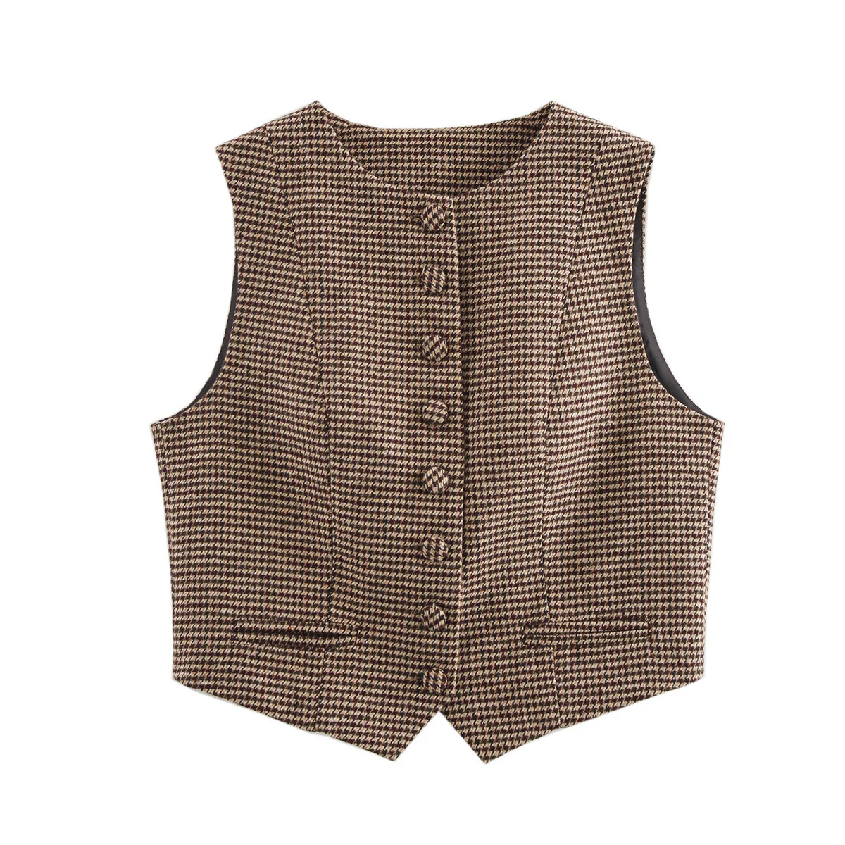 Damen Weste mit elegantem Karomuster und Knopfdetails Heidi-Mode - Image 2