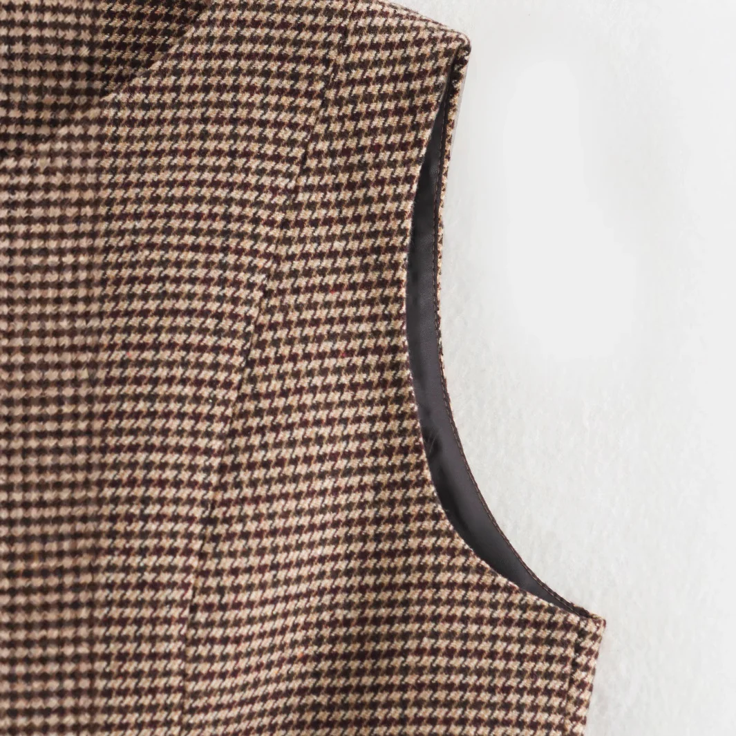 Damen Weste mit elegantem Karomuster und Knopfdetails Heidi-Mode - Image 3