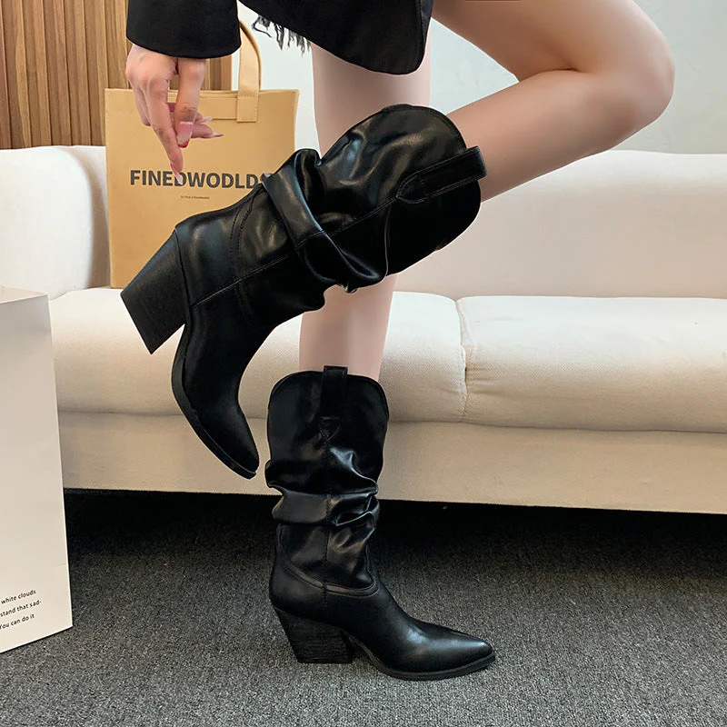 Damen Western-Stiefel Aus Elegantem Wildleder mit Hohem Absatz Heidi-Mode - Image 4