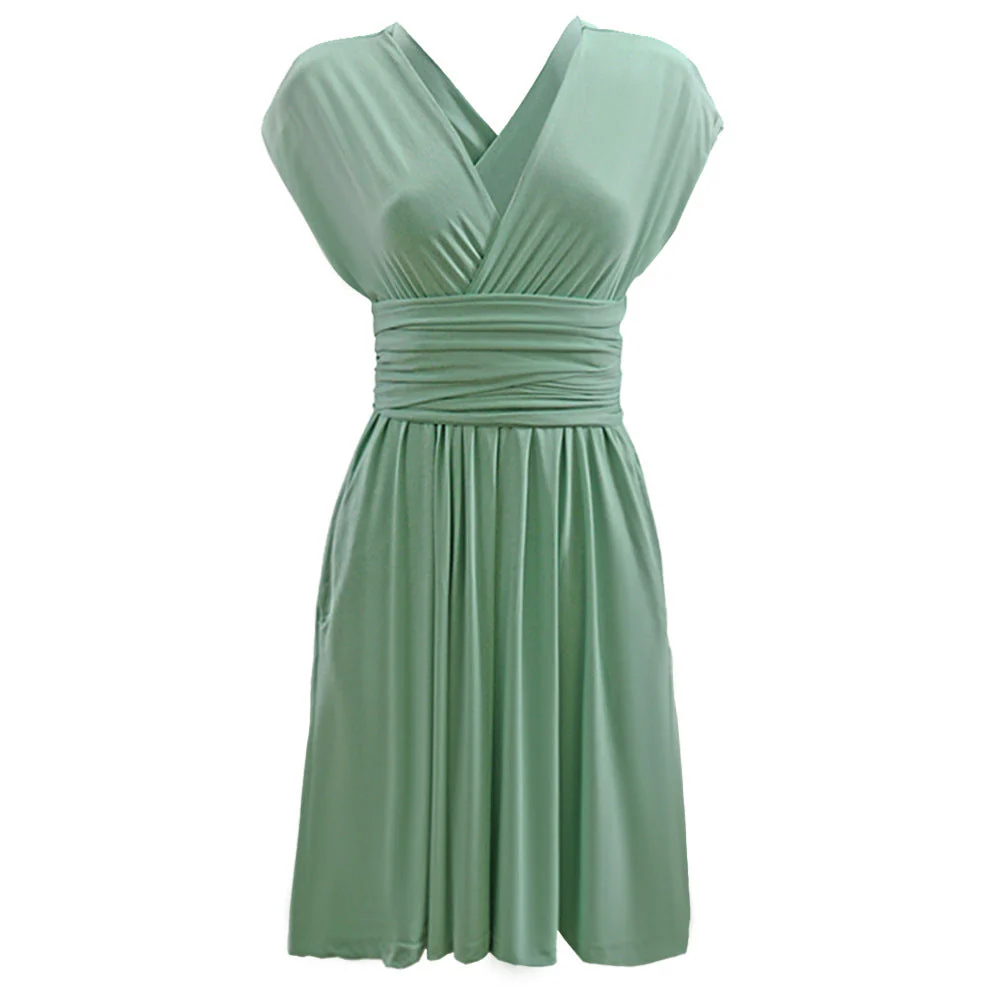 Damen Wickelkleid mit Eleganter Raffung und Tiefem V-Ausschnitt Heidi-Mode - Image 14