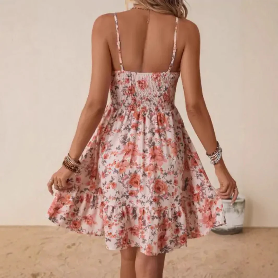 Damen Wickelkleid mit floralem Design und verstellbaren Spaghetti-Trägern Heidi-Mode - Image 2