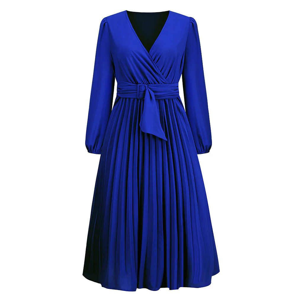 Damen Wickelkleid mit Plissee-Design und Eleganter Taillengürtel Heidi-Mode - Image 6
