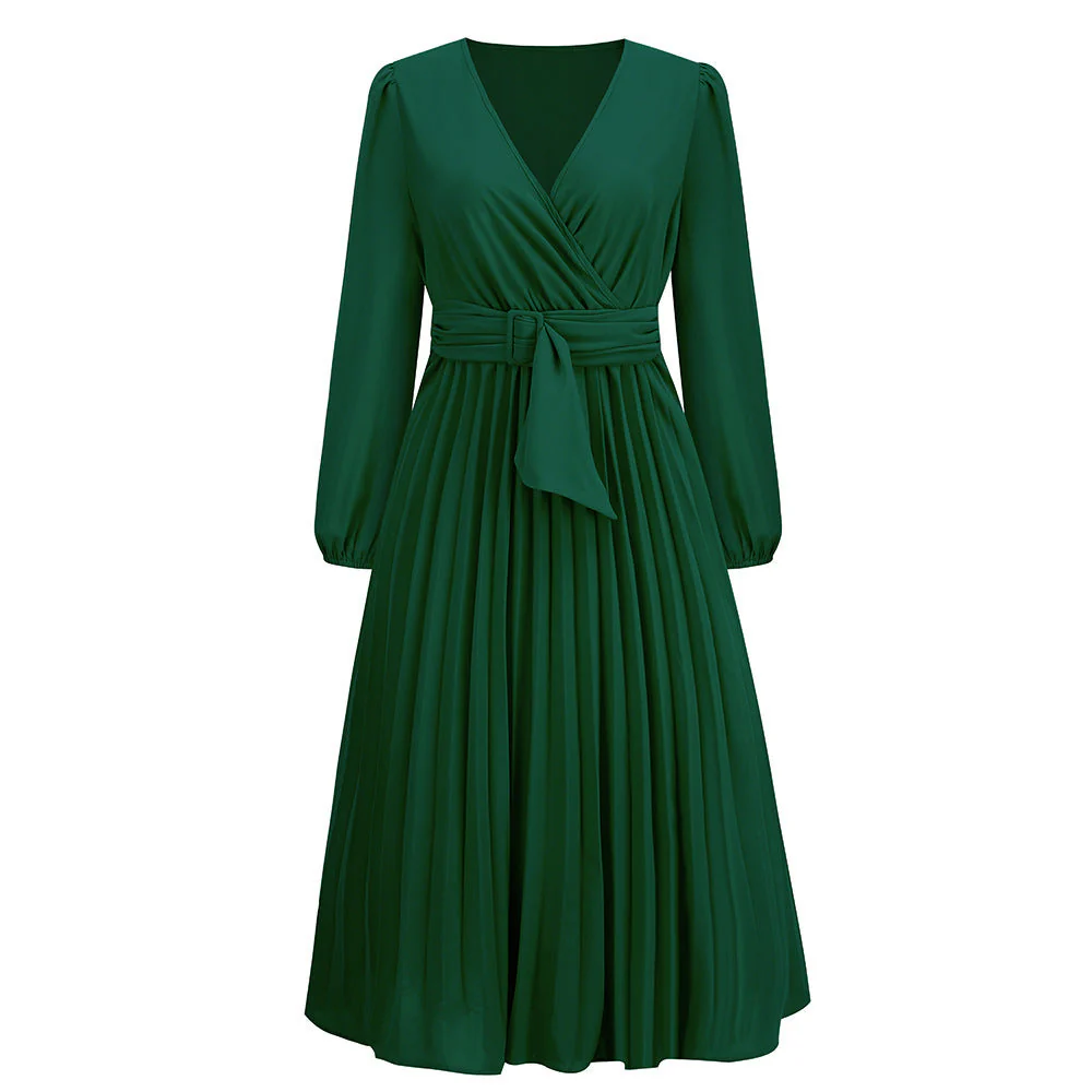 Damen Wickelkleid mit Plissee-Design und Eleganter Taillengürtel Heidi-Mode - Image 7