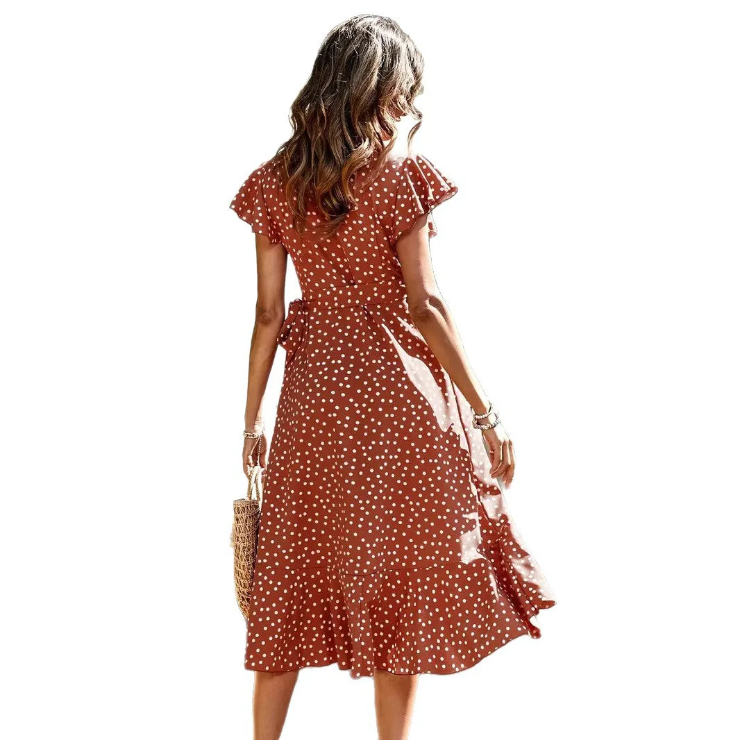 Damen Wickelkleid mit Punkten und Verspieltem Rockaufschlag Heidi-Mode - Image 5