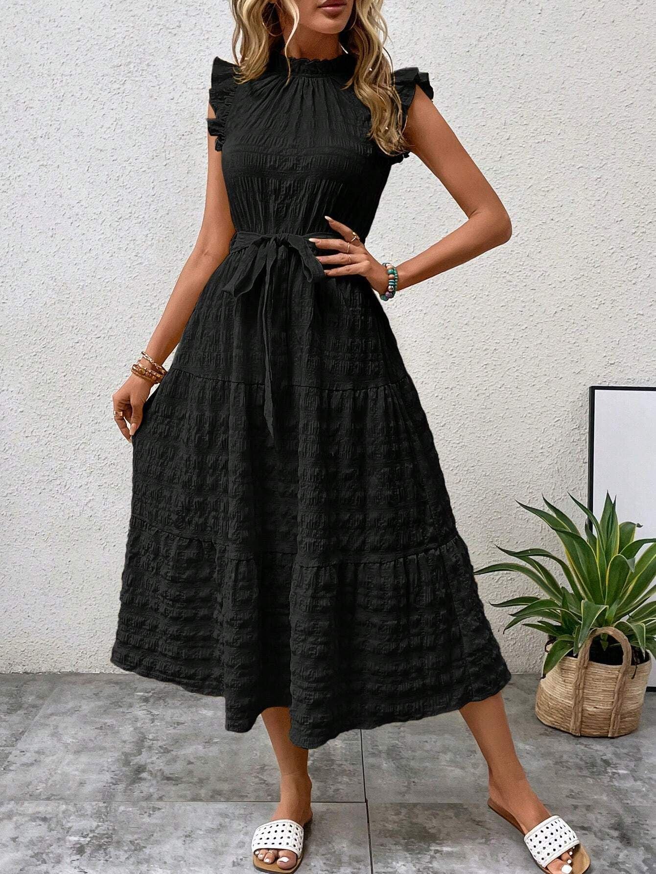 Damen Wickelkleid mit Rüschendetails und Erzählt Kleidersaum Heidi-Mode - Image 11