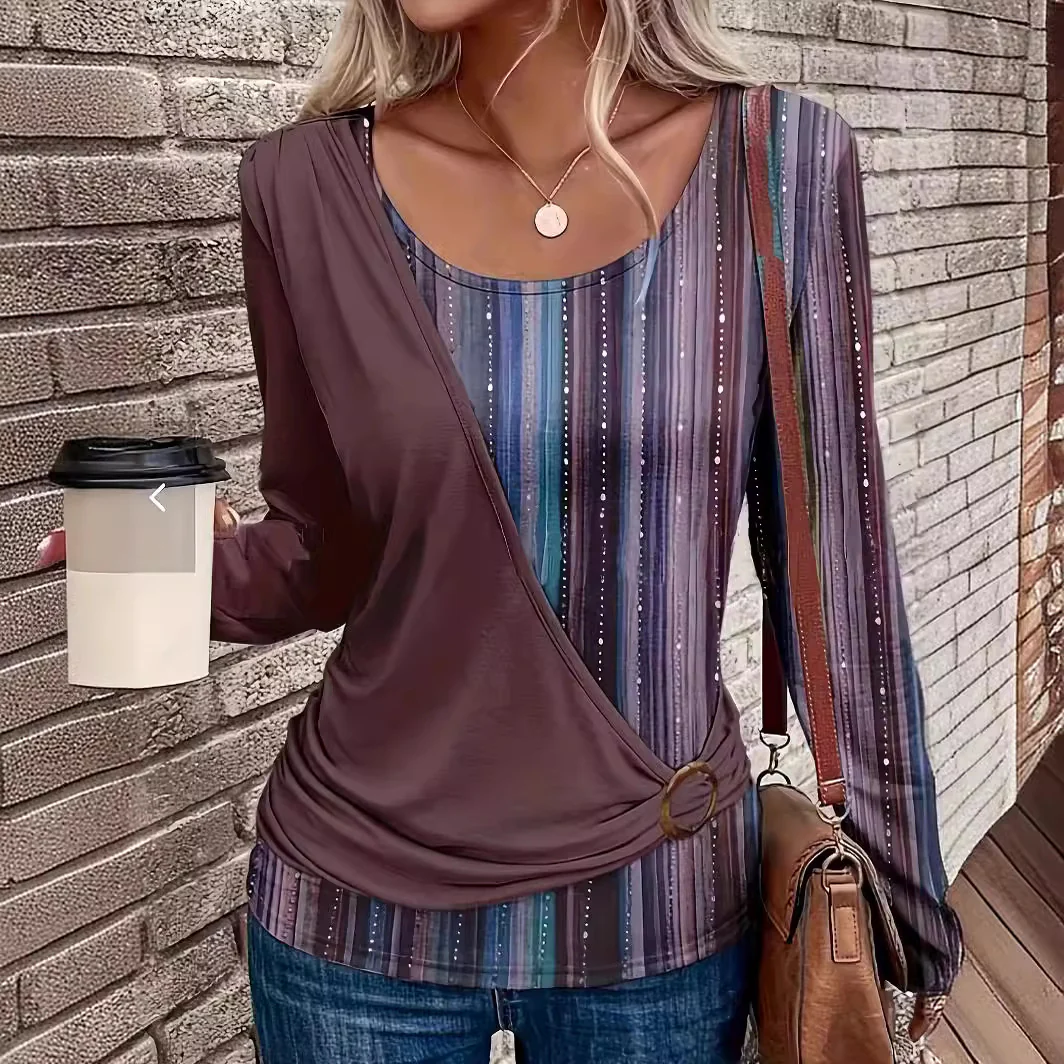 Damen Wickeloberteil mit modischem Ringdetail und attraktiven Streifen Heidi-Mode - Image 3