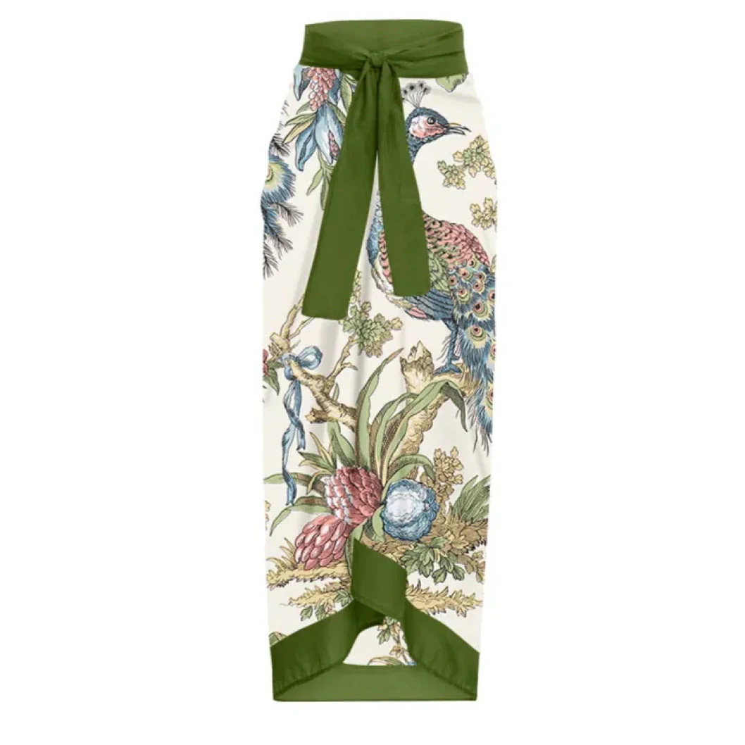 Damen Wickelrock mit Floralen Motiven und Eleganter Schleifen-Applikation Heidi-Mode - Image 3
