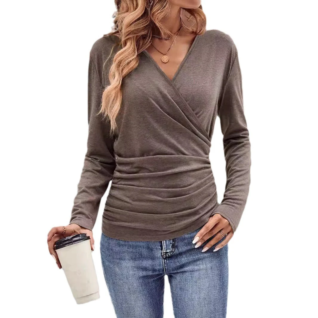 Damen Wickeltop Aus Weichem Jersey mit Figurbetonendem Schnitt Heidi-Mode - Image 5