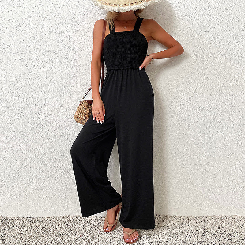 Damen Wildleder Jumpsuit mit Schmalem Gummibund und Eleganten Trägern Heidi-Mode - Image 2