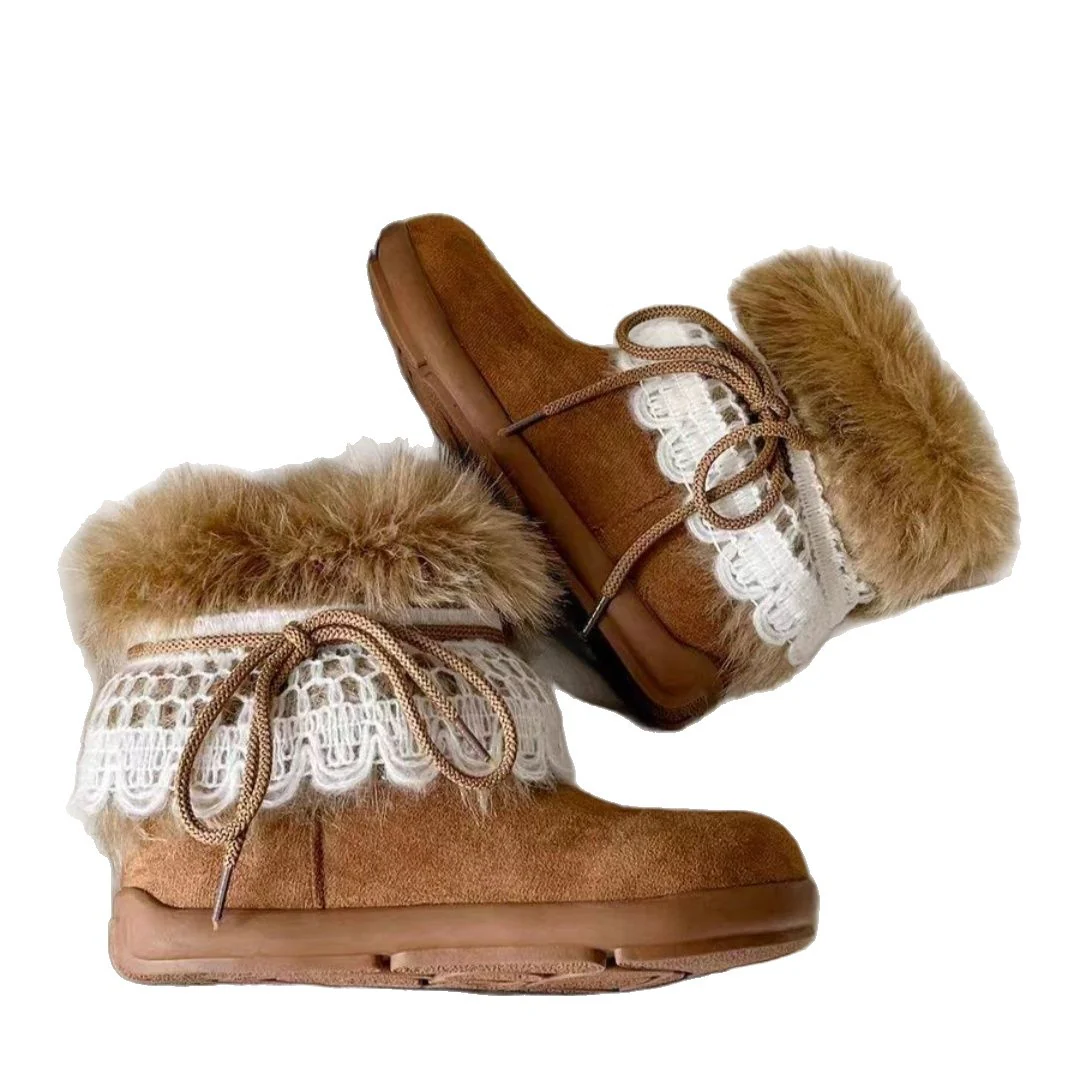 Damen Winter Stiefel mit flauschigem Kragen und elegantem Spitzenbesatz Heidi Mode - Image 5