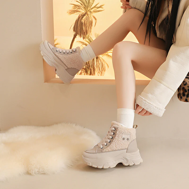 Damen Winterliche High-Top Sneaker mit kuscheligem Fleece-Futter und rutschfester Sohle Heidi Mode - Image 3