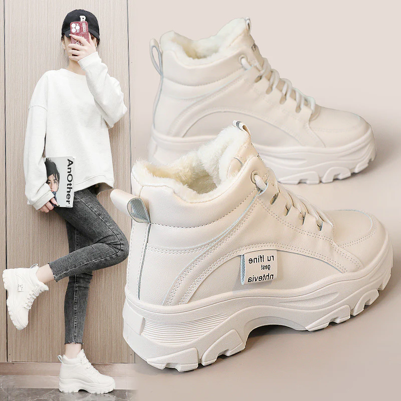 Damen Winterliche High-Top Sneakers mit kuscheligem Innenfutter und rutschfester Sohle Heidi Mode