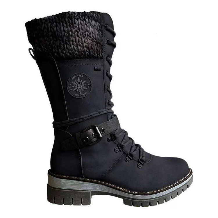 Damen winterliche Schnürstiefel mit kuscheligem Strickkragen und robustem Sohlenprofil Heidi Mode - Image 2
