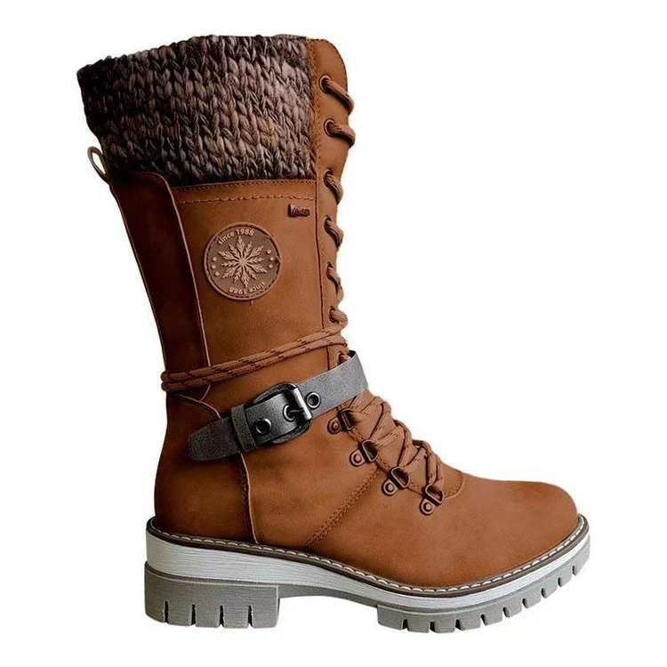Damen winterliche Schnürstiefel mit kuscheligem Strickkragen und robustem Sohlenprofil Heidi Mode - Image 3