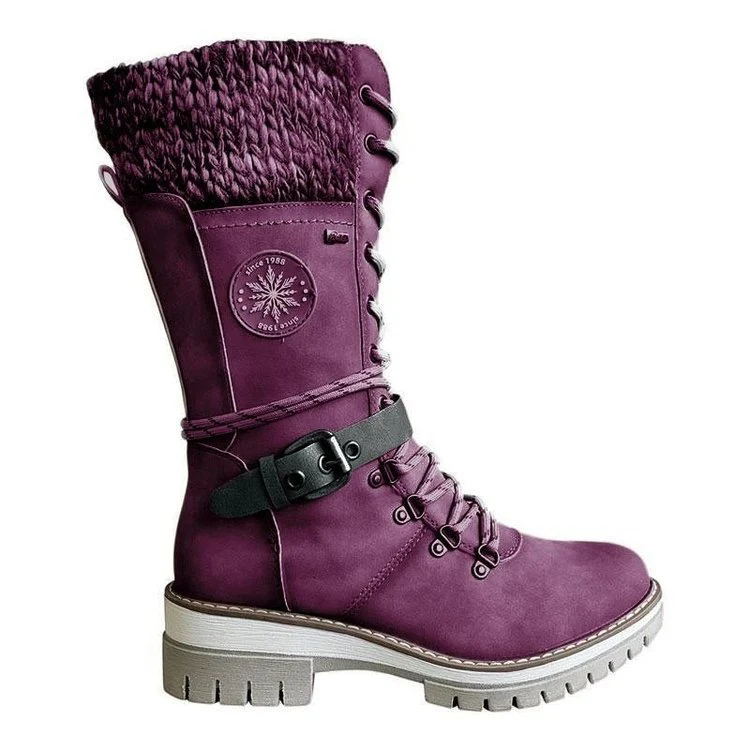 Damen winterliche Schnürstiefel mit kuscheligem Strickkragen und robustem Sohlenprofil Heidi Mode - Image 5