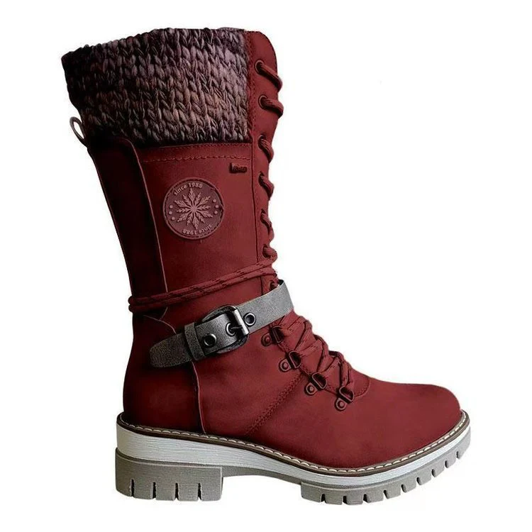 Damen winterliche Schnürstiefel mit kuscheligem Strickkragen und robustem Sohlenprofil Heidi Mode - Image 6