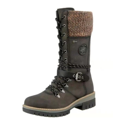Damen winterliche Schnürstiefel mit kuscheligem Strickkragen und robustem Sohlenprofil Heidi Mode - Image 7
