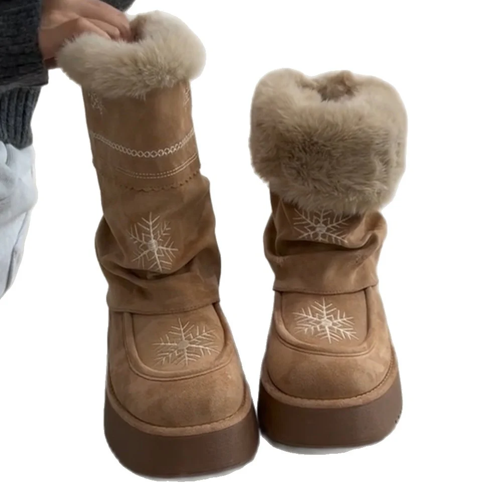 Damen Winterstiefel mit flauschigem Kragen und stilvollen Schneeflocken-Motiven Heidi Mode - Image 5