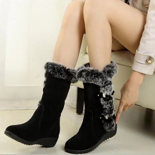 Damen Winterstiefel mit hochwertigem Kunstfellkragen und rutschfester Sohle Heidi Mode
