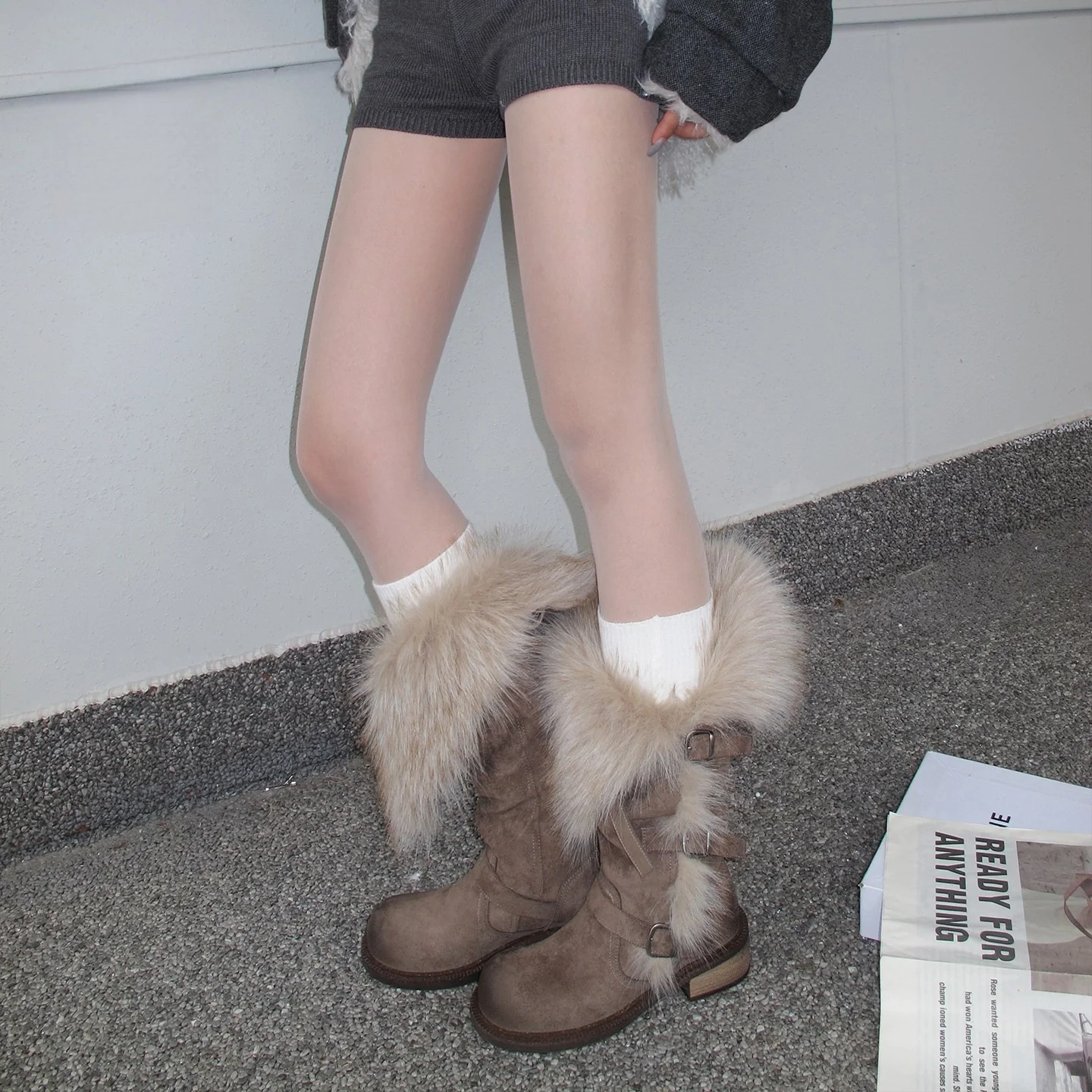 Damen Winterstiefel mit modischem Kunstfellkragen und robustem Profil Heidi Mode - Image 4
