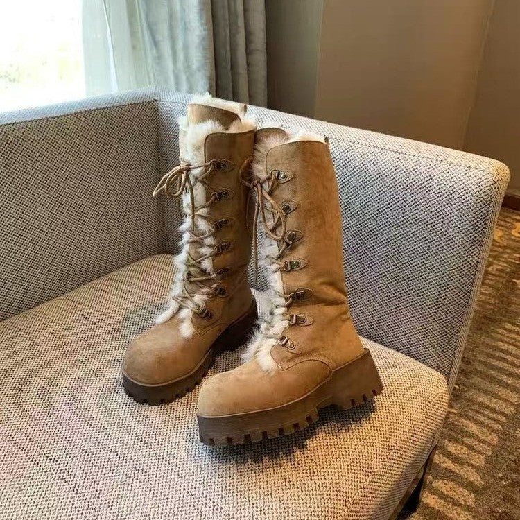 Damen Winterstiefel mit warmem Fellkragen und rutschfester Sohle Heidi Mode