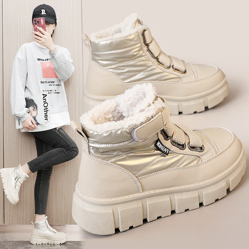 Damen Winterstiefel mit warmem Fleece-Futter und praktischen Klettverschlüssen Heidi Mode