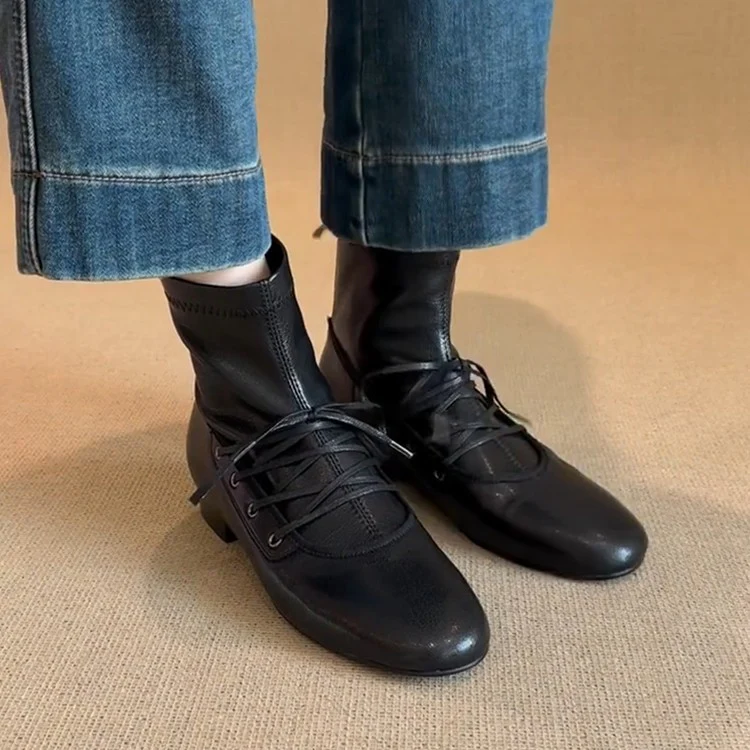 Damen zeitlose Ankle Boots mit hohem Schaft und eleganter Schnürung Heidi Mode - Image 2