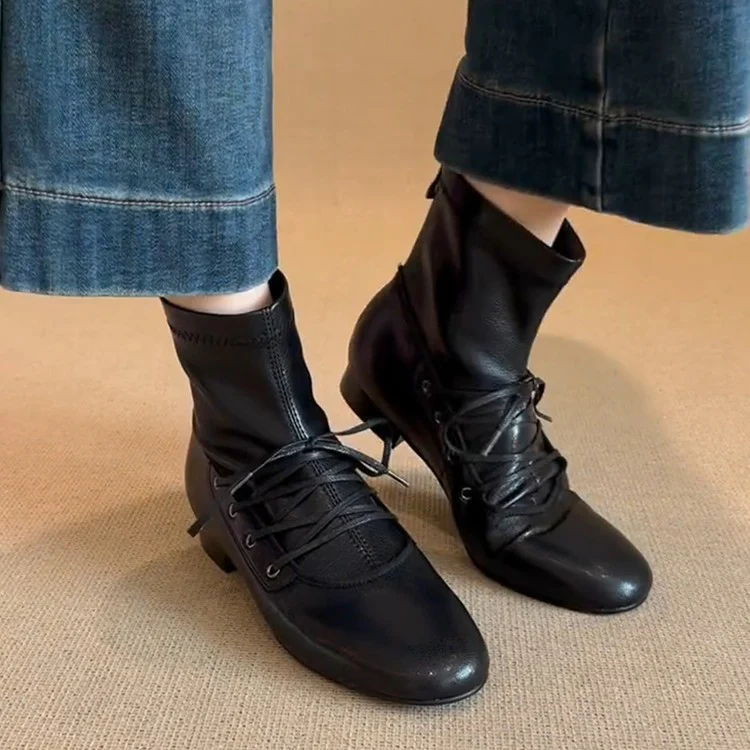 Damen zeitlose Ankle Boots mit hohem Schaft und eleganter Schnürung Heidi Mode - Image 3